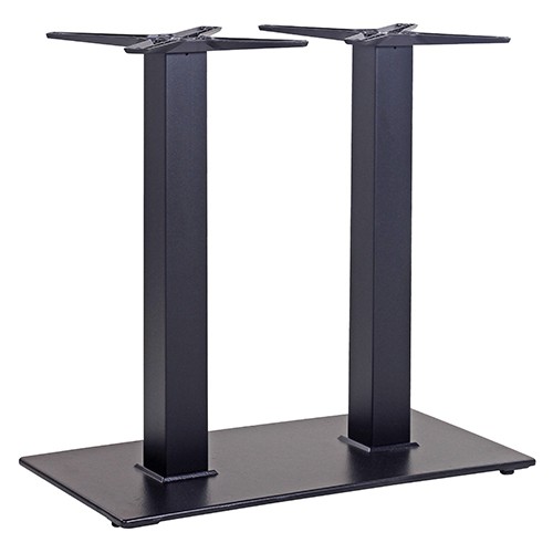 Tischgestell schwarz Stahl mit Doppelsäule für große Tischplatten