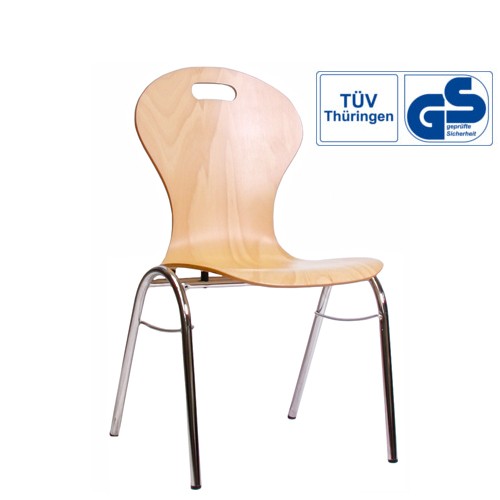 Holzschalenstuhl / Stapelstuhl COMBISIT B10G mit Griffloch, ohne Sitzpolster