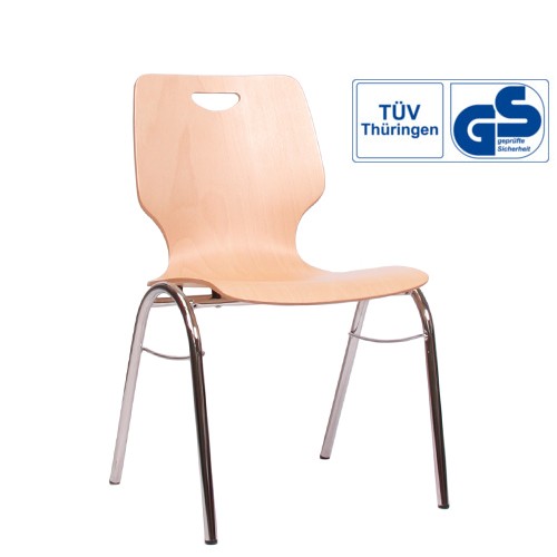 Holzschalenstuhl / Stapelstuhl COMBISIT B20G mit Griffloch, ohne Sitzpolster